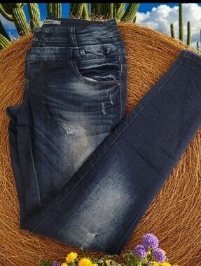 ANULE - 30 X 32 Women’s Slim Fit Distressed Dark Blue Jeans